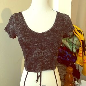 Acid wash gray cropped top